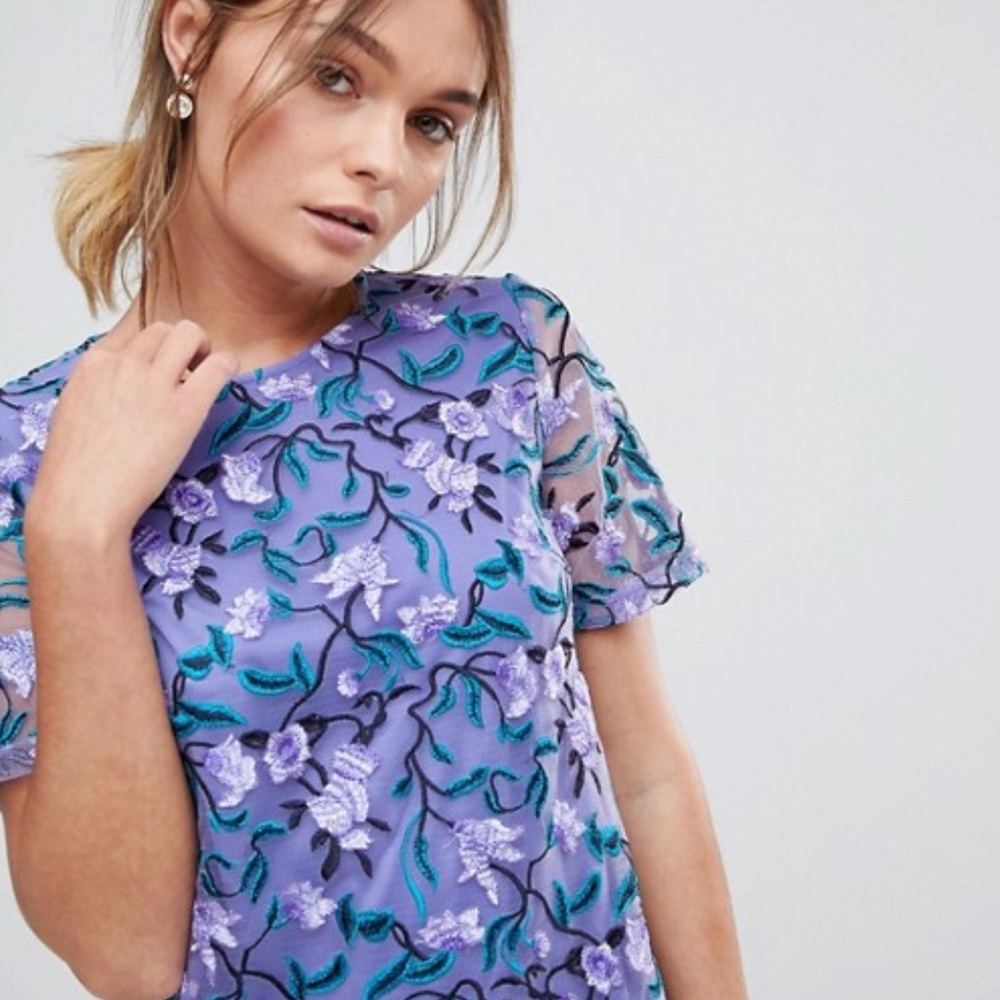 Dolly & Delicious Purple Embroidered Dress